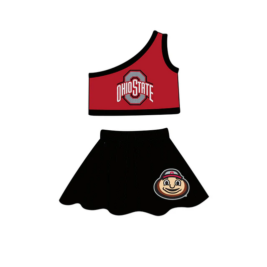 (Custom Design Preorder MOQ 5) Team's OHIO STATE Print Girls Skirts Clothes Set