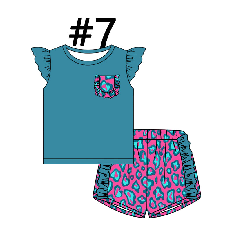 12.14(Custom Design Preorder MOQ 5 Each Design) 6-10 Colors Leopard Print Girls Summer Matching Clothes Sisters Wear