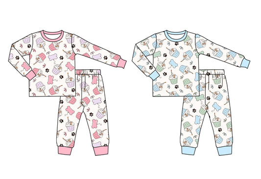 5.22(Custom Design Preorder MOQ 5 Each Design) Cake Paw Print Kids Happy Birthday Pajamas Matching Clothes Sibling Wear