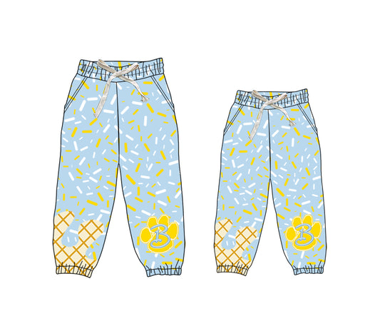 (Custom Design Preorder MOQ 5 Each Design) Team's Bath Wildcats Sprinkles Print Joggers Bottom Pants Mom and Me Matching Clothes