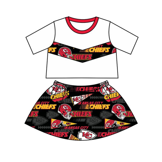 (Custom Design Preorder MOQ 5) Team's KC Print Top Skirts Girls Summer Clothes Set