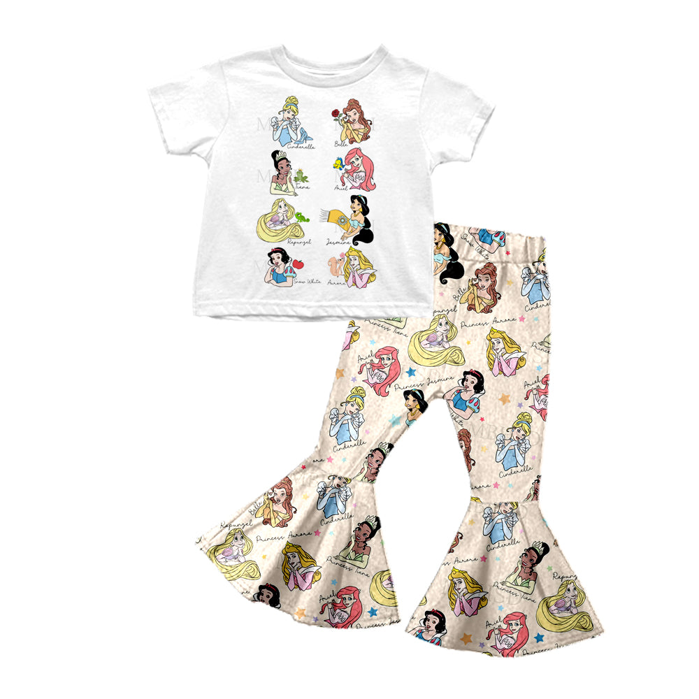 (Custom Design Preorder MOQ 5) Cartoon Princess Print Girls Clothes Set