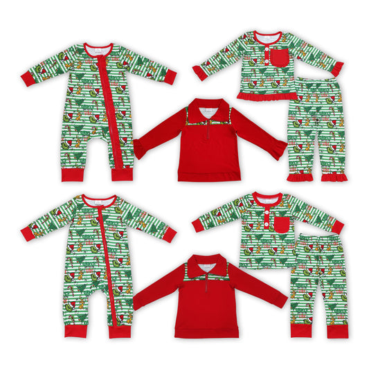 Green Frog Vibe Print Sibling Christmas Matching Clothes