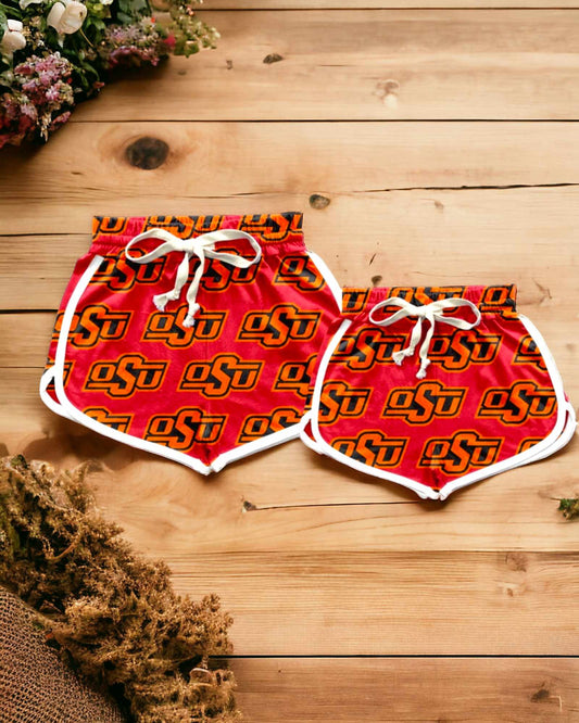 (Custom Design Preorder MOQ 5)  Team's Orange OKSTATE Print Adult Summer Shorts