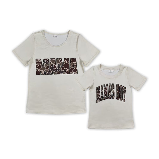 Mom and Me Camo Print Summer Tee Shirts Top