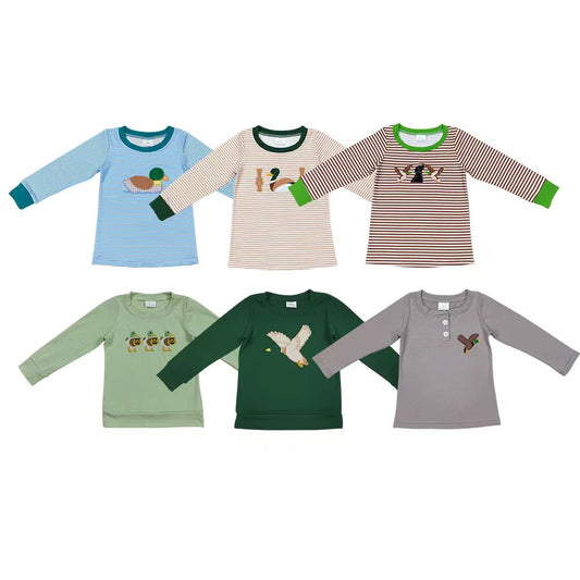 6 Styles Duck Embroidery Boys Tee Shirts Top