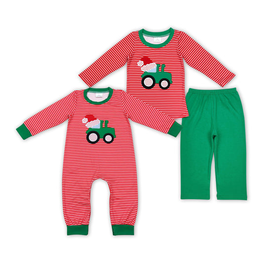 Tractors Embroidery Brothers Christmas Matching Clothes