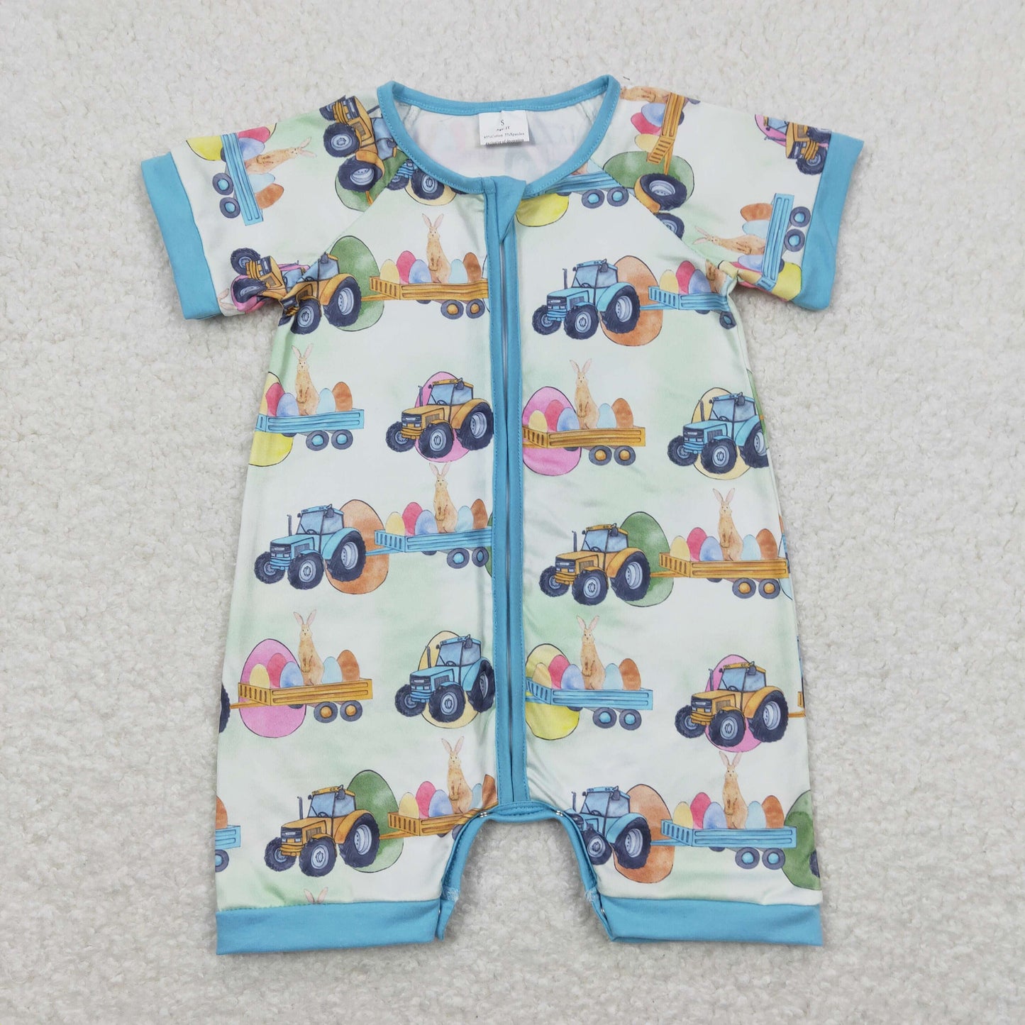 Tractors Eggs Bunny Print Sibling Easter Matching Clothes