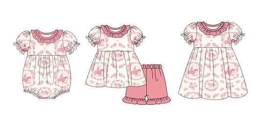 12.13(Custom Design Preorder MOQ 5 Each Design) Cowboy Pink Western Print Girls Summer Matching Clothes Sisters Wear