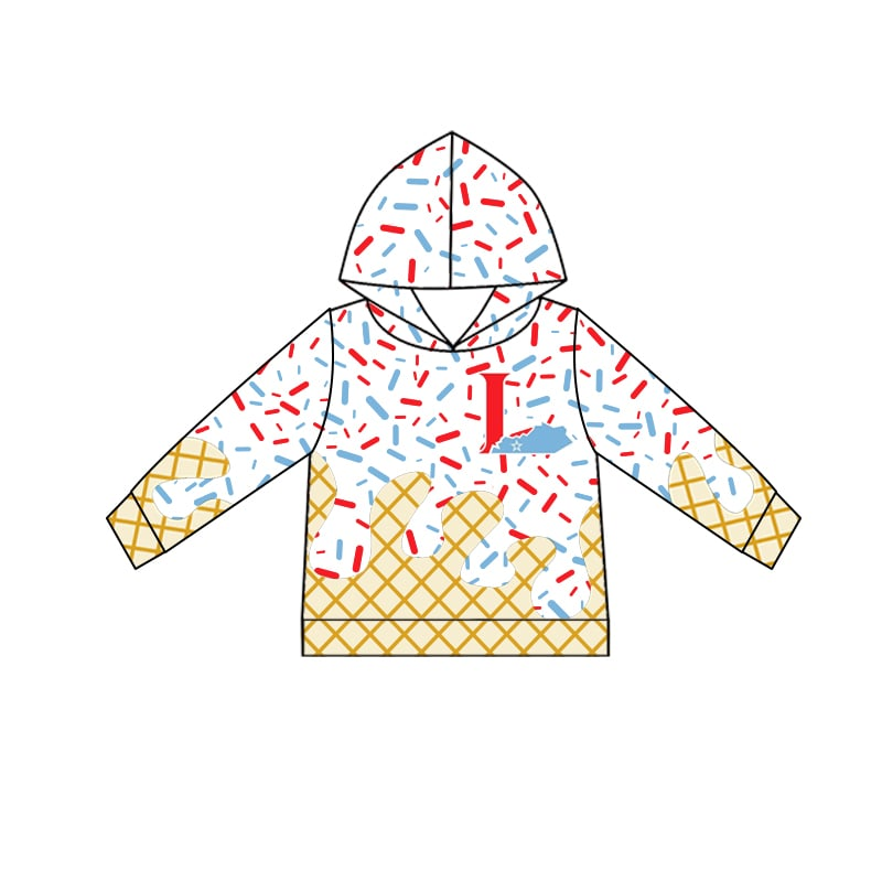 (Custom Design Preorder MOQ 5 Each Item)Team's I White Sprinkles Print Hoodie Top Mom and Me Matching Clothes