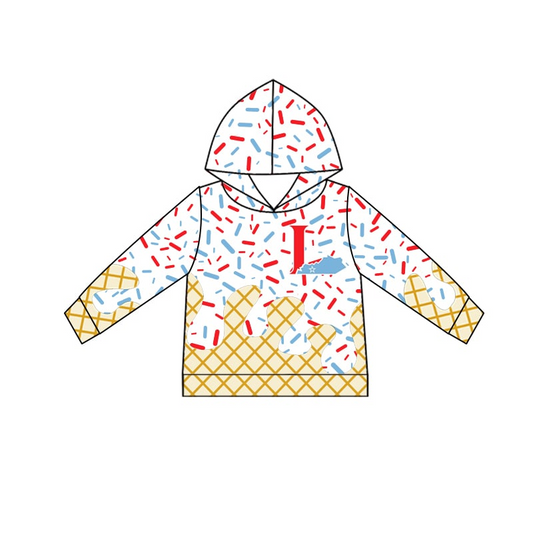 (Custom Design Preorder MOQ 5 Each Item)Team's I White Sprinkles Print Hoodie Top Mom and Me Matching Clothes