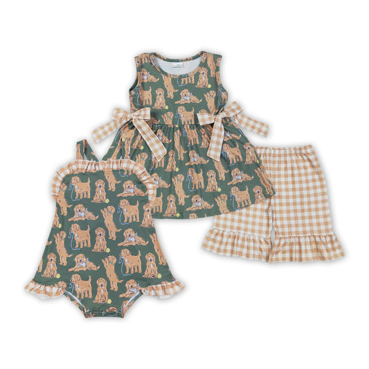 Dog Print Sisters Summer Matching Clothes