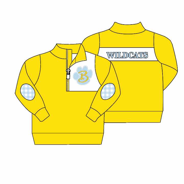 (Custom Design Preorder MOQ 5) Team's Wildcats Yellow Print Boys Pullover Tee Shirts Top