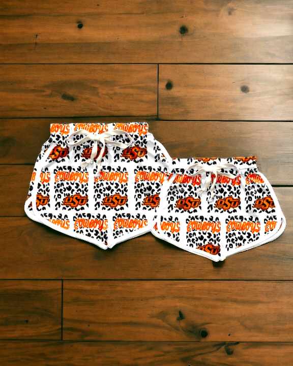 (Custom Design Preorder MOQ 5)  Team's Leopard OKSTATE Print Adult Summer Shorts