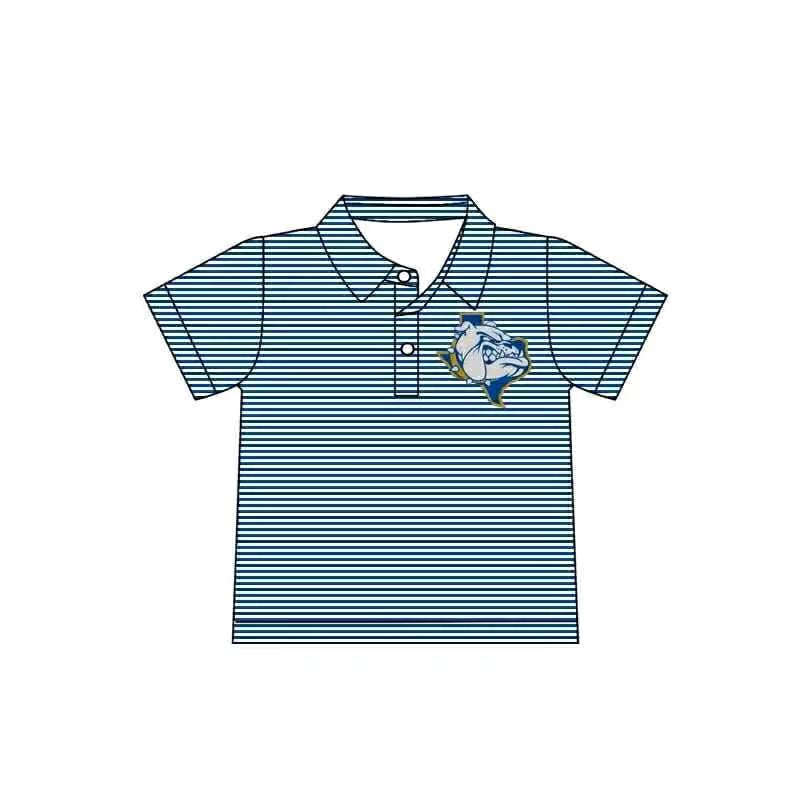 (Custom Design Preorder MOQ 5 Each Item)Team's Bulldogs Stripes Print Polo Top Mom and Me Matching Clothes