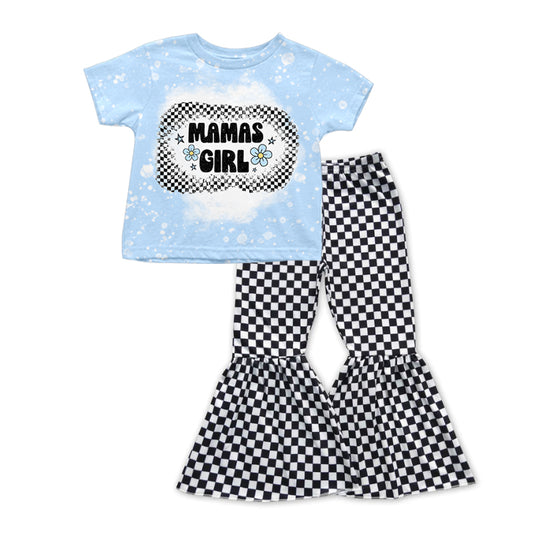 (Custom Design Preorder MOQ 5) MAMA'S GIRL Print Girls Bell Pants Clothes Set