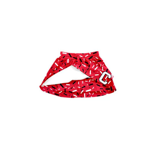 (Custom Design Preorder MOQ 5 Each Item) Team's C Red Sprinkles Print Summer Bottom Skirts Shorts Mom and Me Matching Clothes