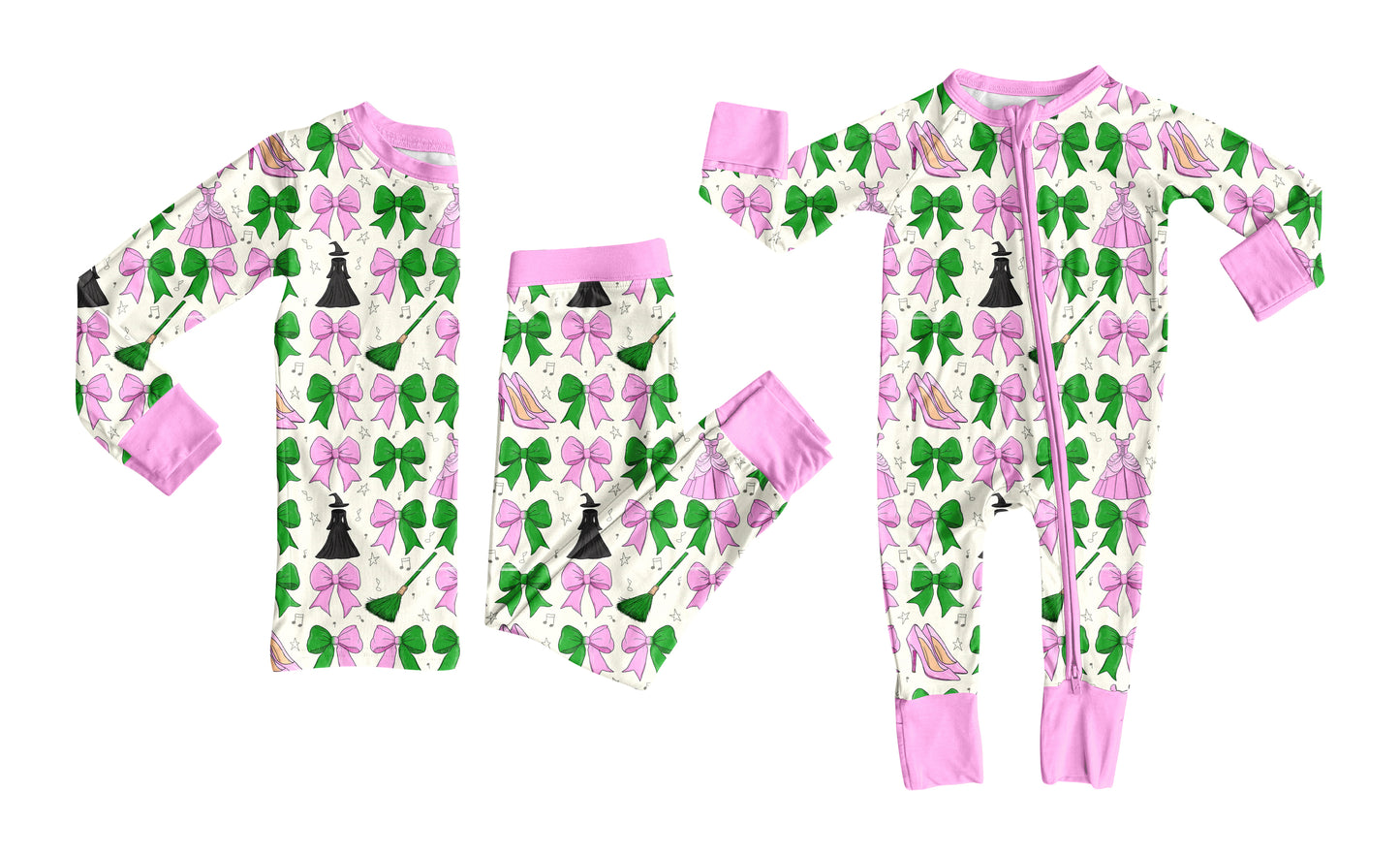 7.24 (Custom Design Preorder MOQ 5 Each Design) Witch Bows Print Girls Halloween Pajamas Matching Clothes Sisters Wear
