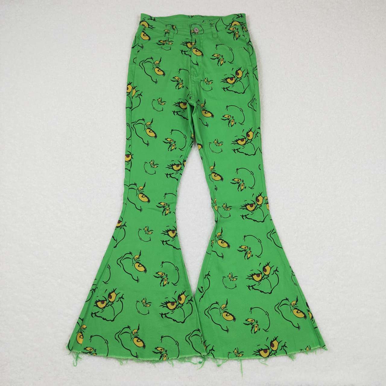 Mommy and Me Matching Jeans- Green Frog Face Denim Bottom Christmas Pants