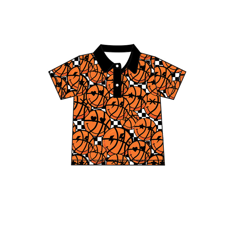 (Custom Design Preorder MOQ 5) Basketball Print Boys Summer Polo Tee Shirts Top