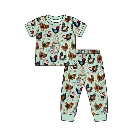 (Custom Design MOQ 5) Adult Chicken Print Woman Pajamas Clothes Set