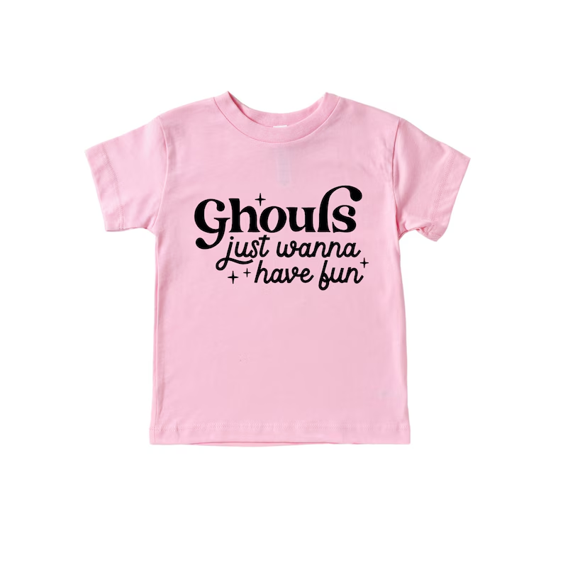 (Custom Design Preorder MOQ 5) Pink Ghouls Print Girls Tee Shirts Top