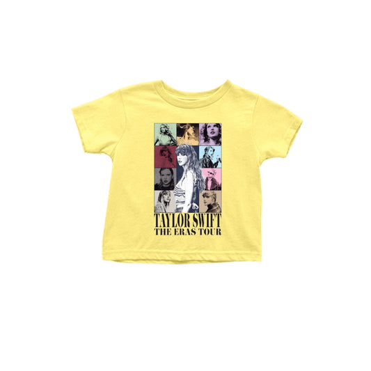 (Custom Design Preorder MOQ 5) Yellow Singer Print Girls Summer Tee Shirts Top