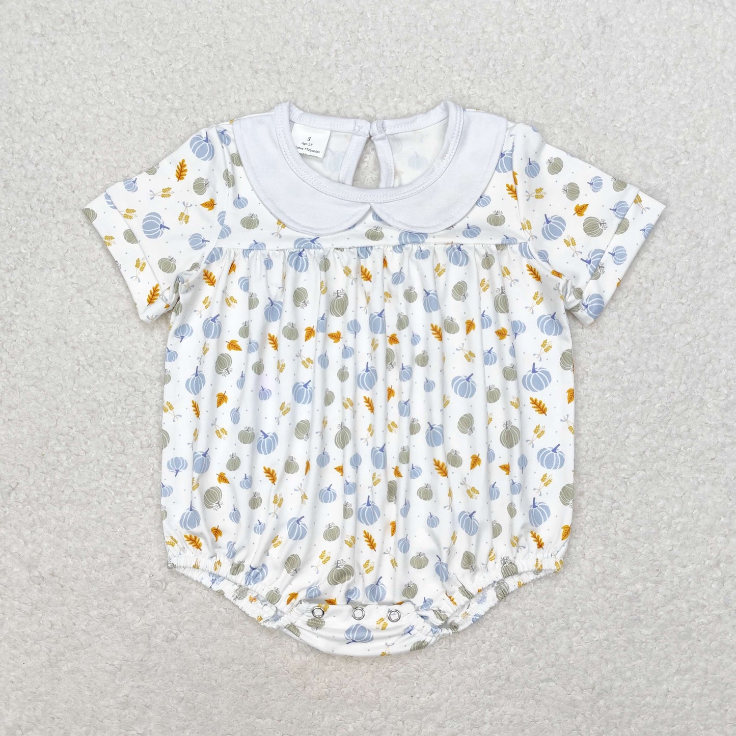 Pumpkin Leaf Print Sibling Baby Fall Romper