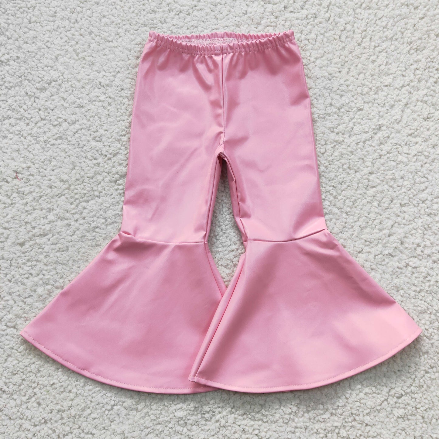 6 Colors Girls Leather Ruffle Bell Bottom Pants