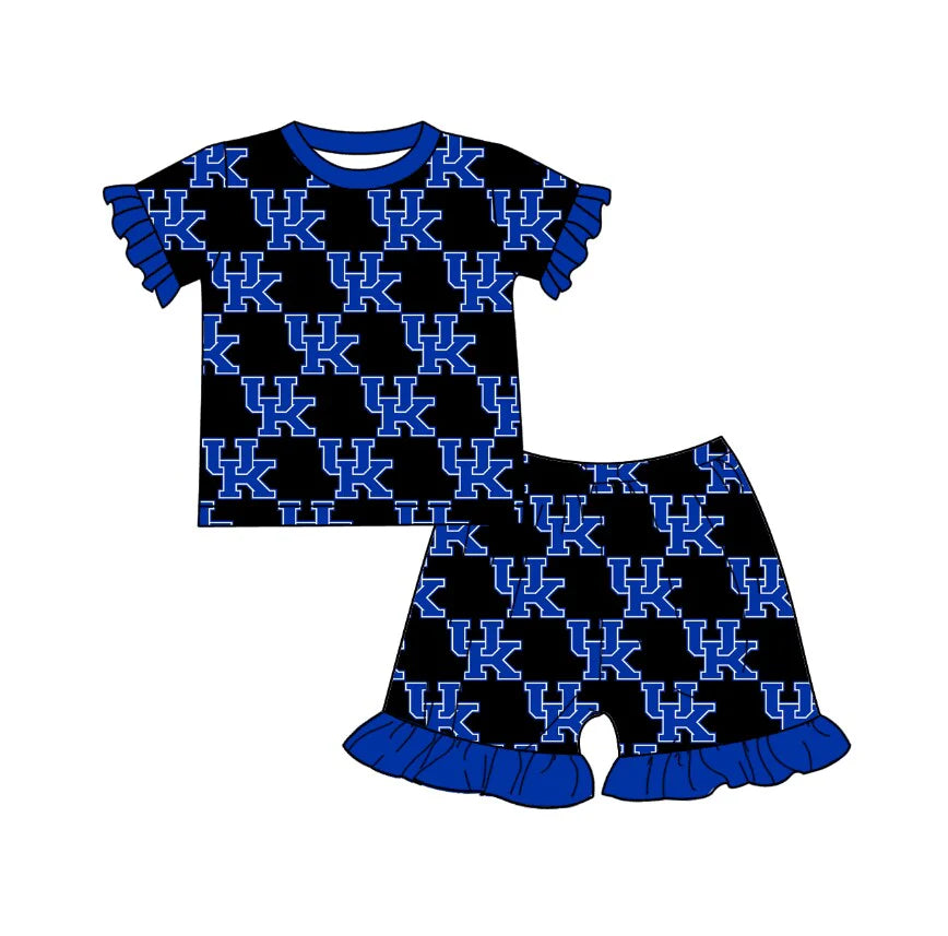 (Custom Design Preorder MOQ 5)  Team's Kentucky UK Print Girls Summer Pajamas Clothes Set