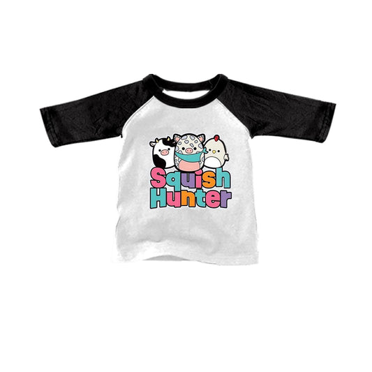 (Custom Design Preorder MOQ 5) Cute Farm Animals Print Kids Raglan Sleeve Tee Shirts Top