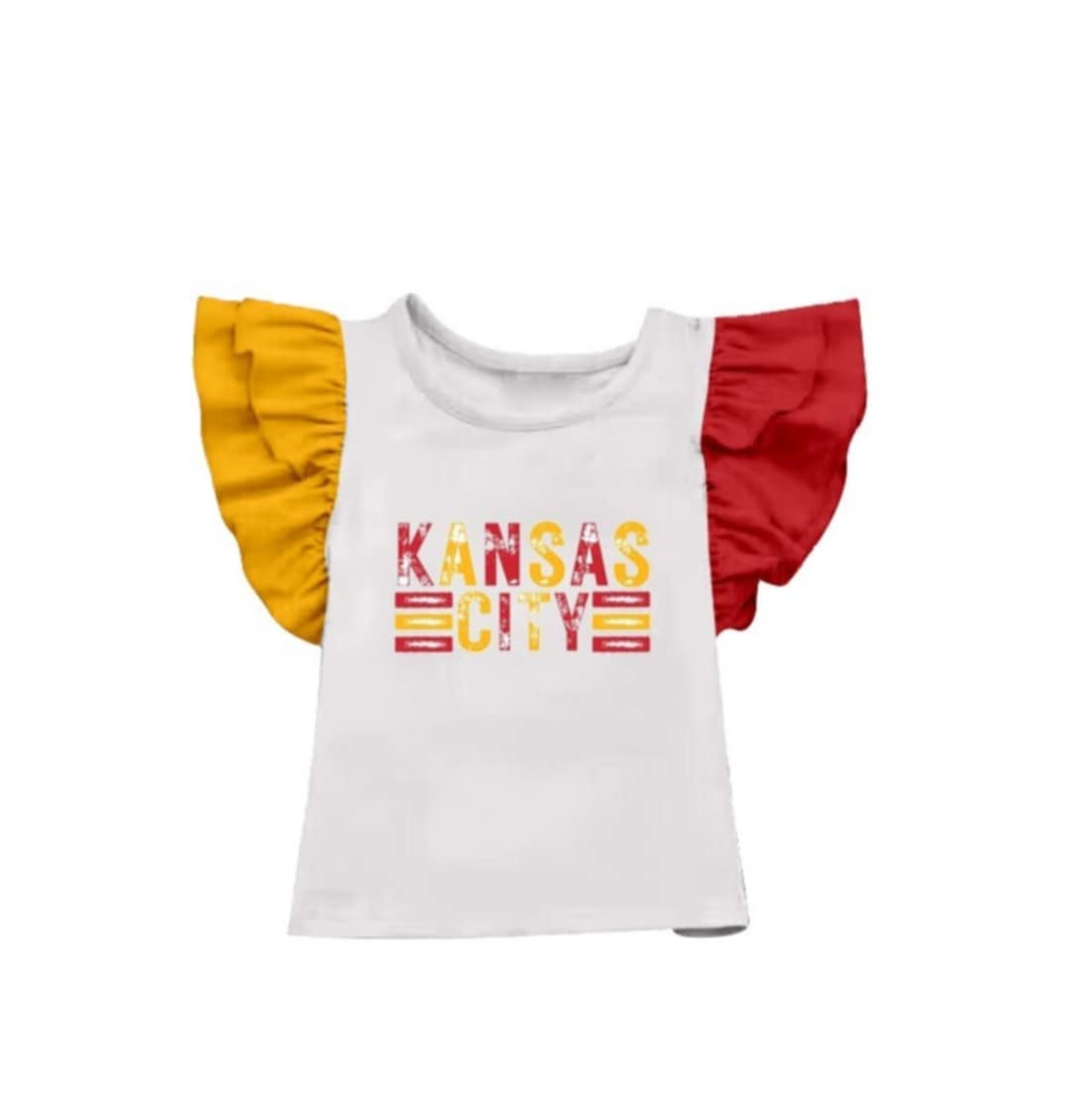 (Custom Design Preorder MOQ 5 ) KANSAS CITY Print Girls Summer Tee Shirts Top