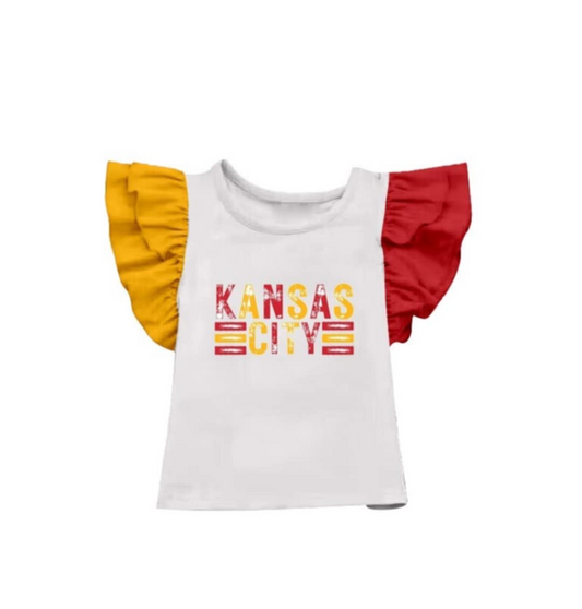 (Custom Design Preorder MOQ 5 ) KANSAS CITY Print Girls Summer Tee Shirts Top