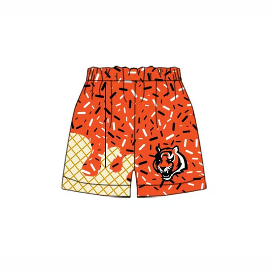 (Custom Design Preorder MOQ 5 Each Item) Team's Tiger Sprinkles Print Summer Bottom Shorts Mom and Me Matching Clothes
