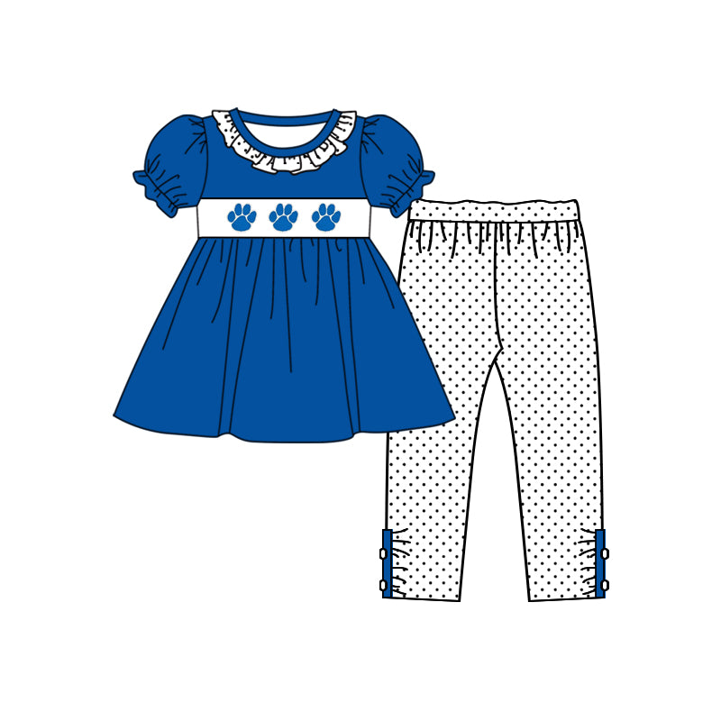 (Custom Design Preorder MOQ 5) Team's UK Paw Blue Print Girls Clothes Set