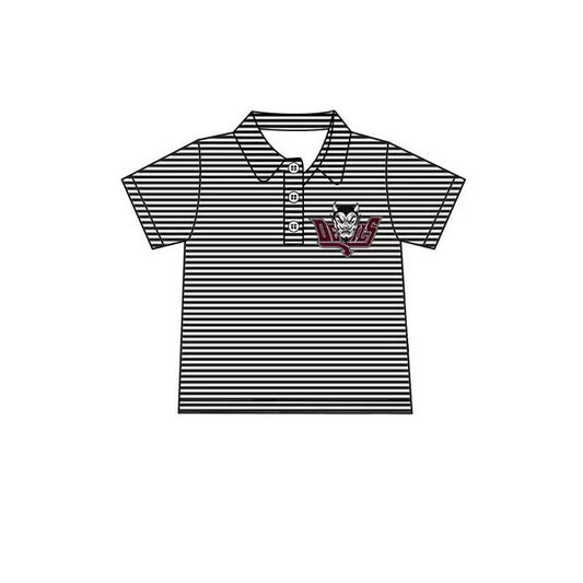 (Custom Design Preorder MOQ 5 Each Item)Team's DEILS Black Stripes Print Polo Top Mom and Me Matching Clothes