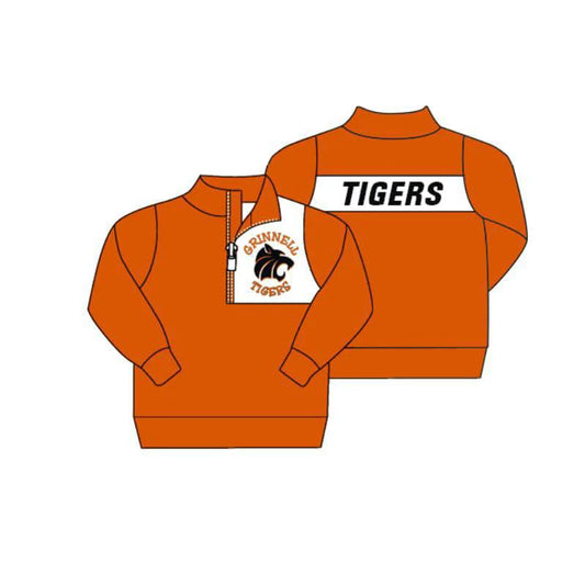 (Custom Design Preorder MOQ 5)  Team's Tigers Orange Print Boys Pullover Tee Shirts Top