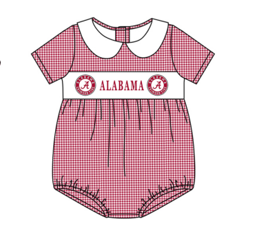 (Custom Design Preorder MOQ 5) Team's ALABAMA Print Baby Boys Summer Romper