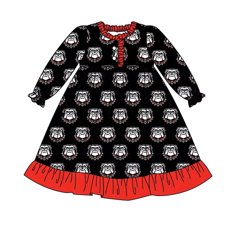 (Custom Design Preorder MOQ 5) Team's Georgia Print Girls Knee Length Pajamas Gown Dress