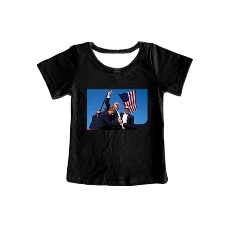 (Custom Design Preorder MOQ 5) Trump Black Print Kids Summer Tee Shirts Top