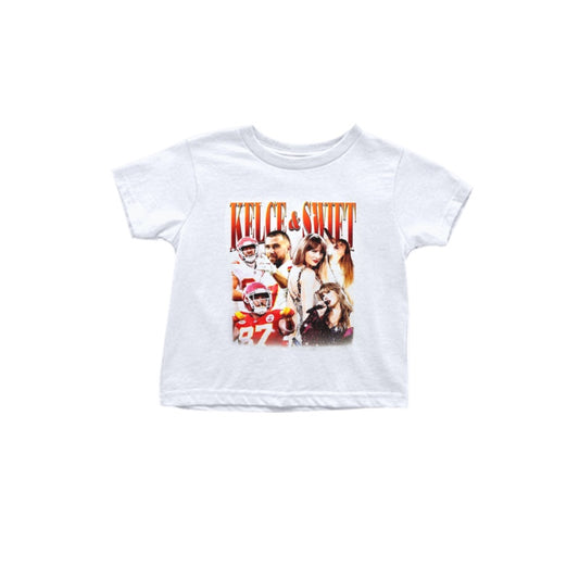 (Custom Design Preorder MOQ 5)  White Singer Swiftie Print Girls Summer Tee Shirts Top