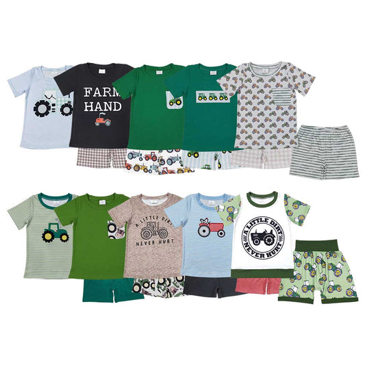 10 Items Tractors Shorts Boys Summer Clothes Set Brothers Wear