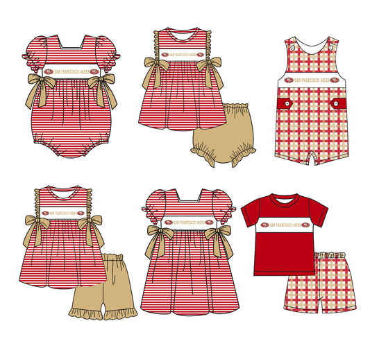(Custom Design Preorder MOQ 5 Each Design) Team's 49ers Print Kids Summer Matching Clothes Sibling Wear