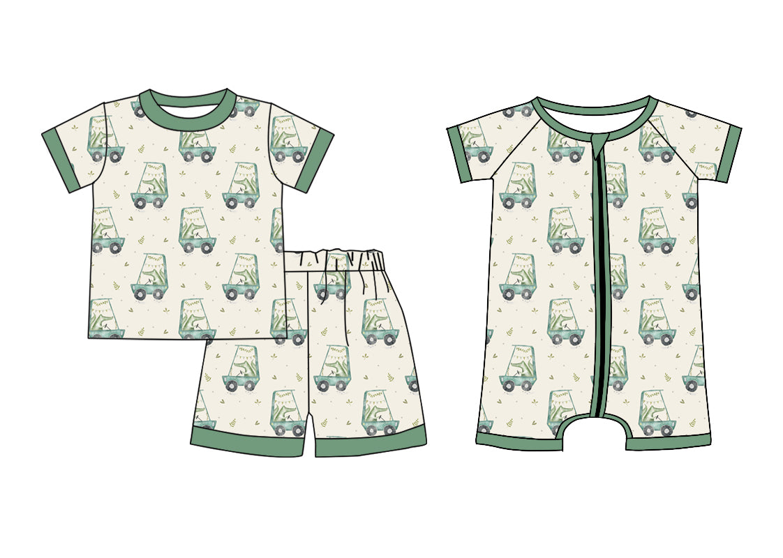 11.18(Custom Design Preorder MOQ 5 Each Design) Crocodile Green Print Boys Summer Matching Clothes Brothers Wear