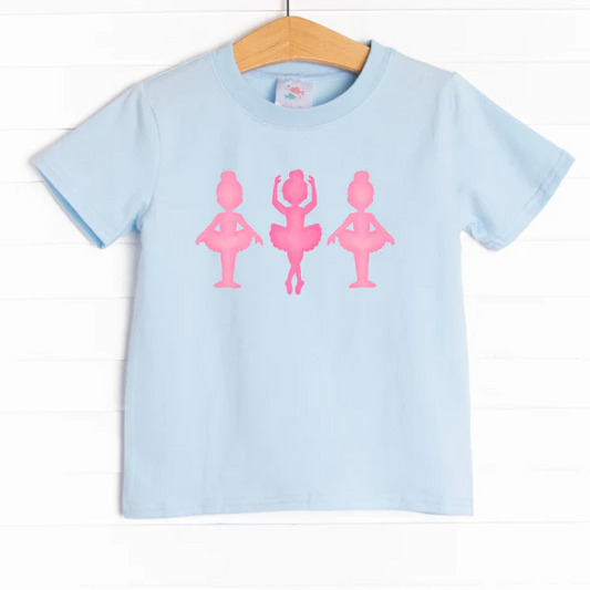 (Custom Design Preorder MOQ 5)  Dancing Girls Blue Print Girls Summer Tee Shirts Top