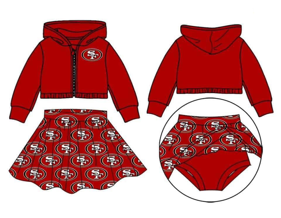 (Custom Design Preorder MOQ 5) Team's San Francisco Print Skirts With Shorts Girls Clothes Sets