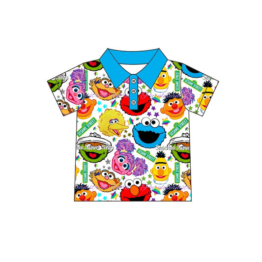 (Custom Design Preorder MOQ 5) Cartoon Smiling Face Boys Polo Tee Shirts Top