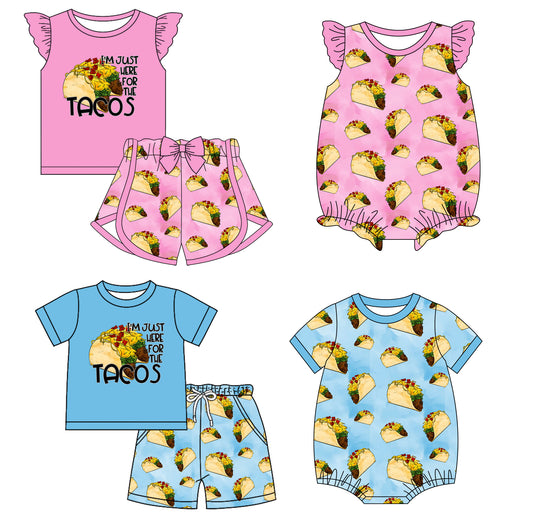 12.10(Custom Design Preorder MOQ 5 Each Design) TACOS Print Kids Matching Clothes Sibling Wear