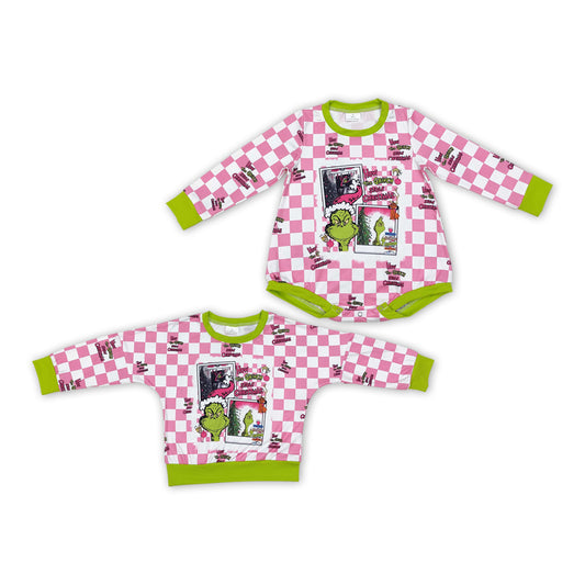 Green Frog Pink Plaid Print Sisters Christmas Matching ClotheS