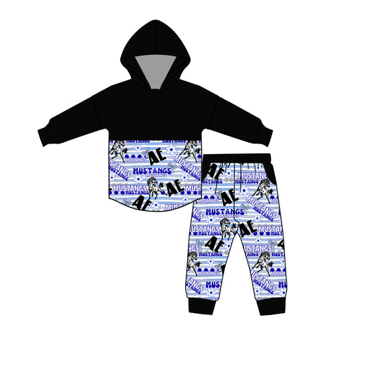 (Custom Design Preorder MOQ 5) Team's MUSTANGS Hoodie Top Pants Girls Fall Clothes Set